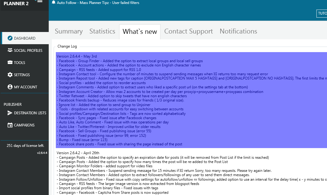 Mass Planner Update v2.6.4.4