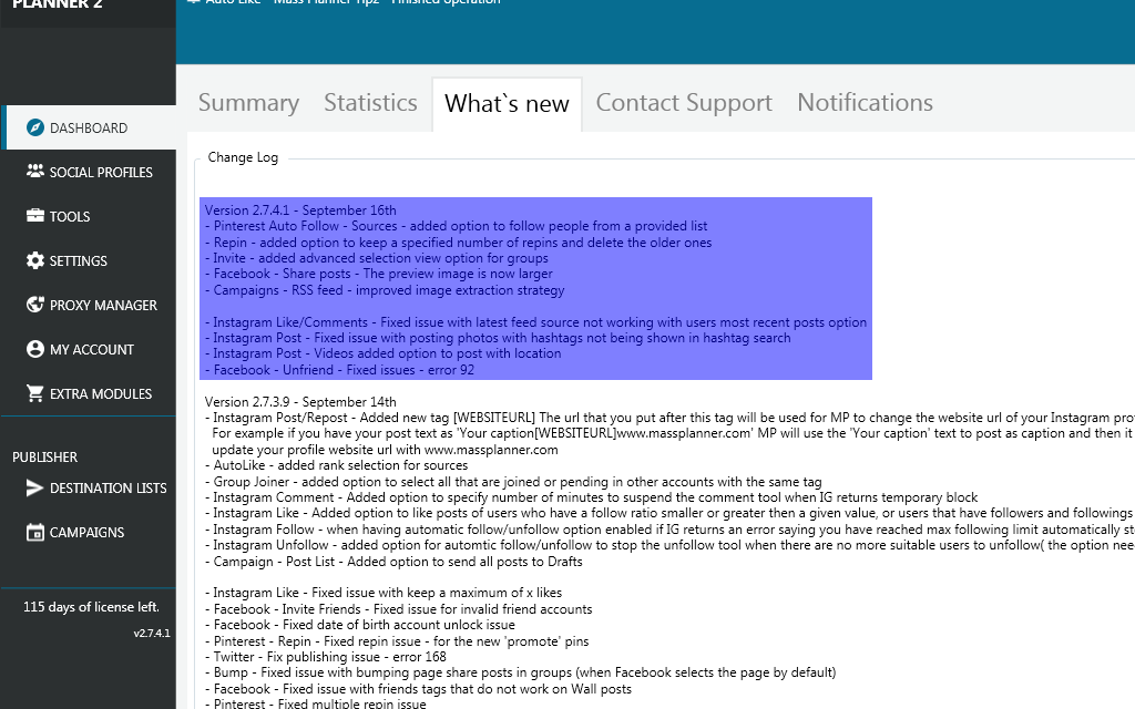 Mass Planner Update v2.7.4.1